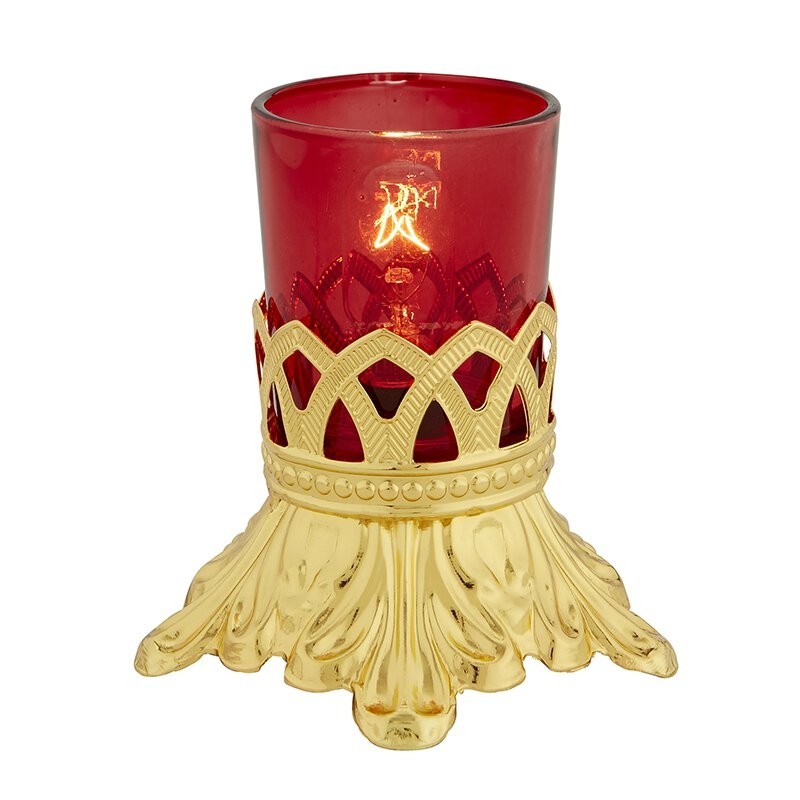 Electric Standing Votive Glass Holder Ruby Glass