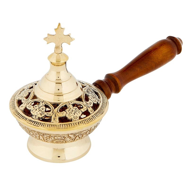 This incense burner with wood handle is simple yet elegant in style and would make a great addition to any sanctuary or home setting. This ornate incense burner from Sudbury Brass™ is exclusively designed and crafted using only the finest materials for ma