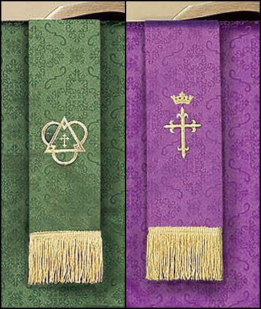 Reversible Bookmark with Cross: Purple/Green Parament
