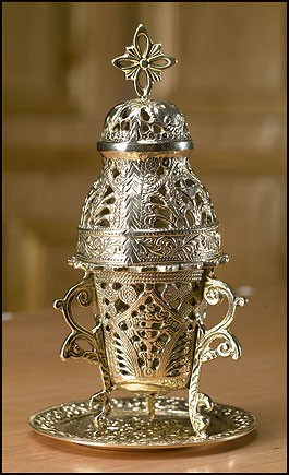 Ornate Incense Burner with Tray