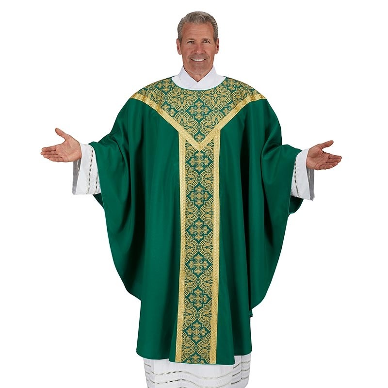 Printed Orphrey Green Chasuble
