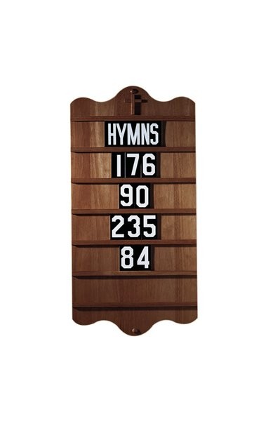 Wall Mount Church Hymn Board - Walnut Stain