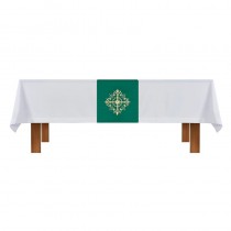 Altar Frontal and Holy Trinity Cross Green and White Overlay Cloth
