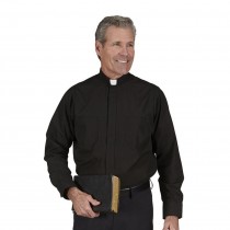 COMFORT SHIRT black long sleeve clergy shirt