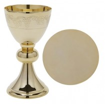 Etched Grapes and Leaves Gold Chalice