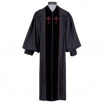 Pulpit Robe - Black with Red Crosses