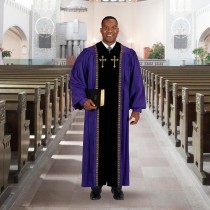 Purple Clergy Robe with Crosses