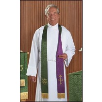 Reversible Jacquad Clergy Stoles Purple and Green