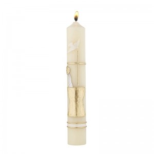 Baptismal Candle Dove and Shell