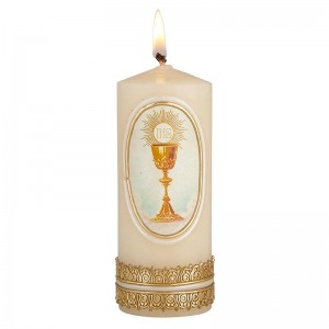 First Communion Pillar Candle Chalice & Host