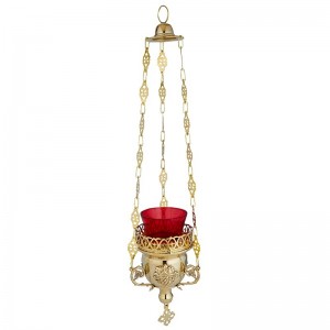 Hanging Sanctuary Lamp with Ruby Glass