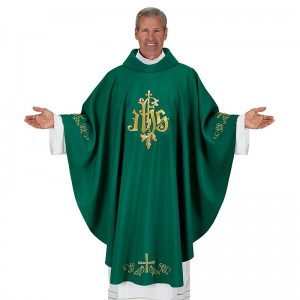IHS Gothic Green Clergy Chasuble