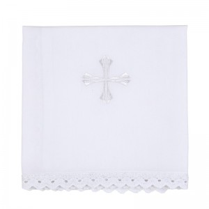 Lace Trim Embroidered Cross Corporal Altar Linen
