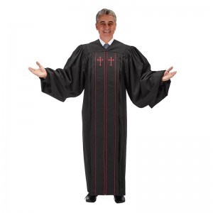 Pulpit Robe with Double-Red Trim & Cross Black
