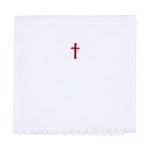 Red Cross with Lace Trim Lavabo Towel