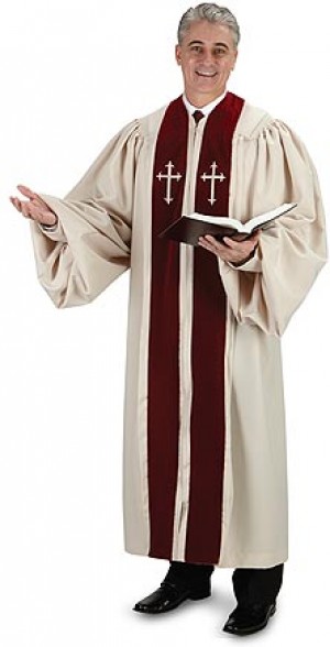 Men's Ivory Pulpit Robe with Crosses